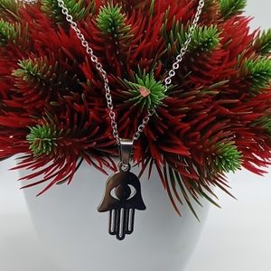 🆕 Stainless steel hand of Fatima necklace SET